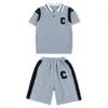 Summer Boys 'Clothes Kortärmad poloskjorta + tre fjärdedelar Lossa shorts fashionabla tvådelar för avslappnad ytterslitage L2405