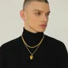 U7 Tjockt rostfritt stål Twisted Rope Chain Necklace For Men Gold Color Hippie Rock Chain Choker 18-30 Classic Hip Hop Jewelry 240508