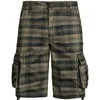 Men's Shorts Summer Outdoor Sports Beach Trend Plaid Cotton Mid Pants Comfortable Loose Straight Oversized Cargo
