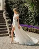 Fashion A Line Wedding Dress For Women V Neck Short Sleeves Backless Bridal Gown Appliques Split Side Dresses Custom Made