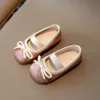 Girl's Flat Shoes paljetter Bowknot Elastic Band Four Seasons Children Princess Square Toe 21-35 Sex färger Lovely Kids Shoe L2405 L2405