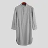 ABBIGLIO ETNICI Musulmani arabo solido a maniche lunghe Shirt Night Good per gli uomini