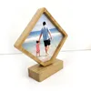 Heart Sublimation Blank Photo Frame With Base Decoration Picture Sided FY4991 Bamboos Round Wood Frames Magnetism Double Painting Love Mjja