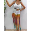 Haak Long Tie Dye Fringe Hollow Beach Cover-ups Sexy Women Bikini Siwmear Bathing Suite Cover Up Wear