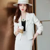 Sukienki robocze 2024 Modna biała marynarka blezer spódnica i zestawy kurtek damskie bsuiness garnitury biurowe mundury stylowe