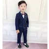 Kinderceremonie Kostuum Kinderen Blzaer -kleding Set voor bruiloft Baby Boy Double Breasted Jacket Broek Shirt 3pcs Fotografie Pak