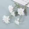 Decorative Flowers Simulation 5 Heads Dahlia Artificial Green Plants Leaves Home Dining Table Center Layout Windows Display Wedding Decor