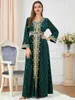 Vêtements ethniques Hiver Velvet Hobe musulmane Femmes Automne Split Abaya Broderie Robe de fête marocie épaissis