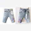 Herren Shorts Jeans Designer Womens Fashion Jean Short Fashion Casual Slim Ripped Lack Zipperdenim Shorts für Men Street Punk Blau