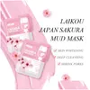 Maskeler Laikou Japonya Sakura Çamur Yüz Maskesi Temizleme Beyazlatıcı Nemlendirici Yağ Kontrol Kil Yüz Cilt Bakımı Damlası Sağlık Sağlık Otulm