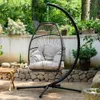 Äggstol hängmatta hängande svängande UV -resistent kudde med stativ inomhus utomhus trädgård 240508