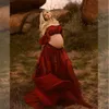 写真撮影のためのマタニティドレス妊婦長いスカートとトップ妊娠フリルの半透明なシフォンベビーシャワードレス