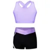 Clothing Sets Childrens and girls dance gymnastics sportswear sleeveless top with short sleeved track and field clothing set of 2 pieces for yoga exercise sum