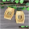 Soap Dishes Natural Bamboo Wooden Dish Woodens Soaps Tray Holder Storage Rack Plate Box Container Bath Shower Bathroom Drop Delivery Dhjf5