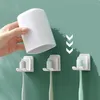 666 No Punching Toothbrush Holder Bathroom Glass Shellf Simple Mouthwash Cup Wall-mounted Family Set Toothbrush Shelves
