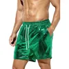 Mäns shorts 2024 Sommar Casual Men Solid Color Plaid paljett Kort byxa strand havssemester vintage glitter glänsande för man