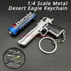 1:4 Metal Desert Eagle Toy Gun Model Mini Alloy Keychain Look Real Collection Pubg Prop Creative Portable Hanging Gift Decompression Toy for Boys Adult Birthday Gifts