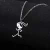 Leuke hardloopmeisje stickman kettingen voor dames trendy roestvrijstalen hanger sieraden grappige bruiloft verjaardagscadeaus nieuw