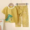 Pajamas Childrens Underwear Set Pure Cotton Summer and Autumn New Boys Long Sleep Pajamas Girls Home Clothing Childrens Clothing d240516