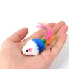 20 PCS Spot Gekleurde verenstaart, twee kleuren kleine muis groothandel katspeelgoed, realistische pluche muis simulatie muis