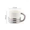 マグカップAhunderjiaz Silver Luxury Ceramic Plating Coffee Mug with Handle Kitchen Drinkwareセットオフィスホームデスクトップ飾り