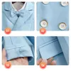 Kinderjasbroek Bowtie Riem 4ps Ceremonie Foto Pak Flower Boys Performance Kostuum Kinderen Sky Blue Piano Party -jurk