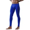 Mäns termiska underkläder män långa johns sexiga tätt låghöjda fast färg varma byxor andningsbara casual hembyxor höga stretch underbyxor