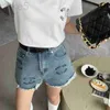 女子ショーツデザイナーハイウエストデニムジーンズ刺繍リッピングショーツプラスサイズXSSMLXL CPMH