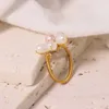 Обручальные кольца Glseevo Design Natural Freshwater Pearl Ring 18k золотой цветочный кластер