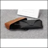 Sunglasses Cases & Bags Wholesale Black Sun Glasses Case Retro Brown Leather Box Discount Fashion Eye Pouch Without Cleaning Cloth Nic Dhxd0