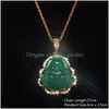 Pendant Necklaces Exquisite Shining Natural Stone Maitreya Buddha Statue Necklace Womens Buddhist Lucky Amet Wealth Jewelry Gift Drop Ot4Vw