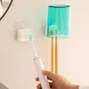 666 No Punching Toothbrush Holder Bathroom Glass Shellf Simple Mouthwash Cup Wall-mounted Family Set Toothbrush Shelves