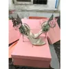 High Free Ladies 2024 Saltos de couro de transporte sandálias de casamento fivela rosa ornamentos de borboleta sólida Sophia webster sapatos nude hollow out wing d ea30