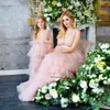 Słodka różowa mama sukienka na zamówienie puszyste wielopoziomowe kobiety tiulowe sukienki tiulowe długie maxi nosić matkę i córkę