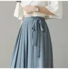 Sommerstil Koreanische Frauen große Saum Rock Hosen plissierte Chiffon High Taille Hosen Hakama Casual Wide Leg Pantalones 240516