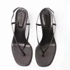 Ladies 2022 Mulheres Couro PU 8cm Sandálias de salto alto Sapatos bombas de verão Abertura dos dedos do casamento Fliple Flops Europa e América Tamanho da banda estreita 34-46 E279 B