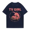 여자 티셔츠 컬트 TV 소녀 One Night Only Pattern Print Fashion New 90S 빈티지 남자 여자 캐주얼 대형 코트 탑