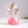 10 -stcs Duidelijke PVC -cadeauzakken met roze lint plastic draagtas wrap voor het verpakken van vakantiegeschenken winkelen verjaardagsvoorraden 240427