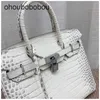 Handmade Handbag Women's Luxurys Handbag Leather High-sensitive Bag Himalayan White Crocodile Pattern Inlaid Diamond Bag Single Shoulder Messenger Bag Cy