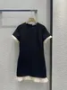 Milan Runway Dress 2024 Nieuwe zomer O nek Korte mouw modeontwerperjurken Merk dezelfde stijl jurk 0516-5