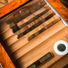 Umidificador de mesa dupla clássica umidificador de charuto umidor artesanal de madeira de cedro de madeira caixa de cigarro