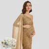 Maternity One Shoulder Side Draped Sequin Dress