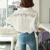 Camisas de blusas para mujeres Camisa de encaje de encaje sexy de algodón Corea Corea Moda Mujer Elegante Blusa Ropa sin espalda 2023 Oficina Top 1310 Y240510