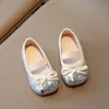 Girl's Flat Shoes paljetter Bowknot Elastic Band Four Seasons Children Princess Square Toe 21-35 Sex färger Lovely Kids Shoe L2405 L2405