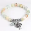 MG2156 8 mm Matte Amazonite Boho Bransoletka Moda Women Drzewo Stres Stress Relief