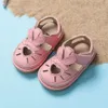 Summer Infant Baby Girls Anti-collision Toddler Shoes Love Soft Bottom Genuine Leather Kids Children Beach Sandals L2405