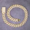 RTS Heavy Link Chain Sterling Sier 15Mm/20Mm 3Rows Solid Moissanite Cuban Necklace Hiphop Gold Plated Jewelry