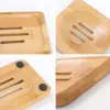 Bambu maträttar enkelt trä naturligt tvålhållare rackplatta bricka runda fyrkantiga container es