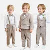 Kinderen Khaki Luxe verjaardagsjurk Kids Beaufitul Fotopak Pak jongens formeel trouwfeest Performance Dance Tuxedo Wear