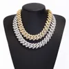 RTS Heavy Link Chain Sterling Sier 15Mm/20Mm 3Rows Solid Moissanite Cuban Necklace Hiphop Gold Plated Jewelry